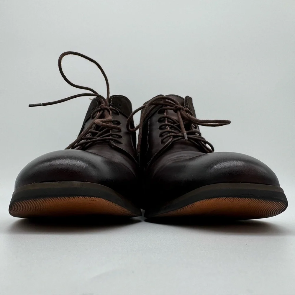 La Milano Cabey Brown Leather Lace Up Boot Size 13